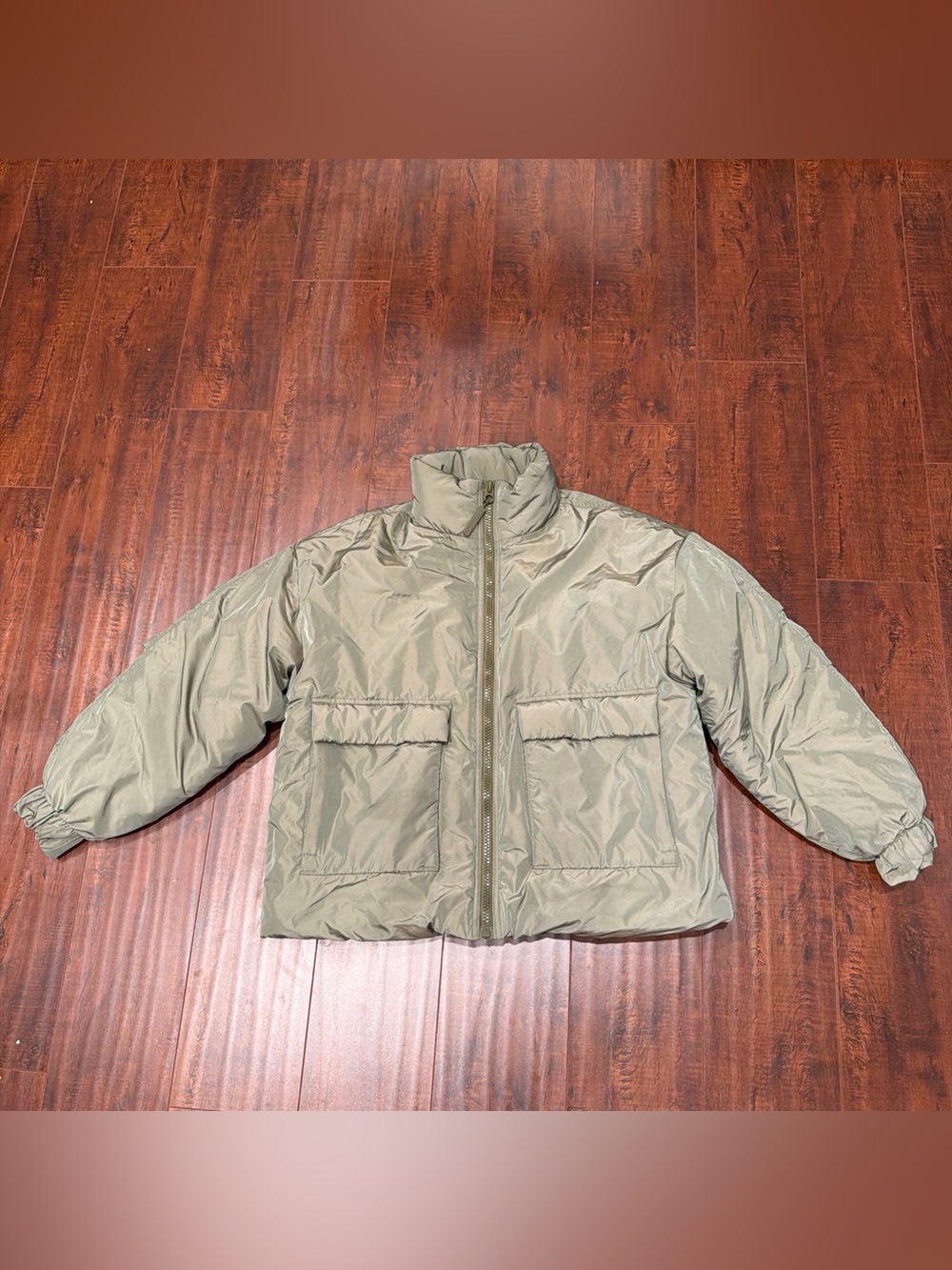Fabletics Full Zip Puffer Jacket Pockets Green Women’s Extra Small